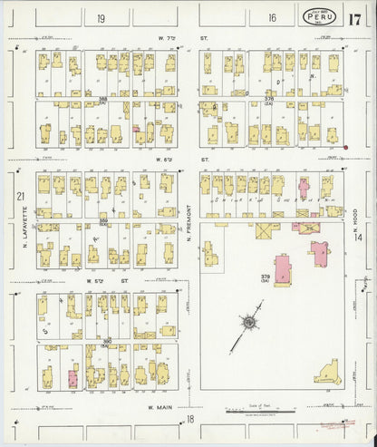 Sanborn Fire Insurance Map from Peru, Miami County, Indiana (1920), Sheet #0017 - Historic Sanborn Fire Insurance Map Print, vintage old map wall art, antique decor, genealogy gift, Indiana Indiana map