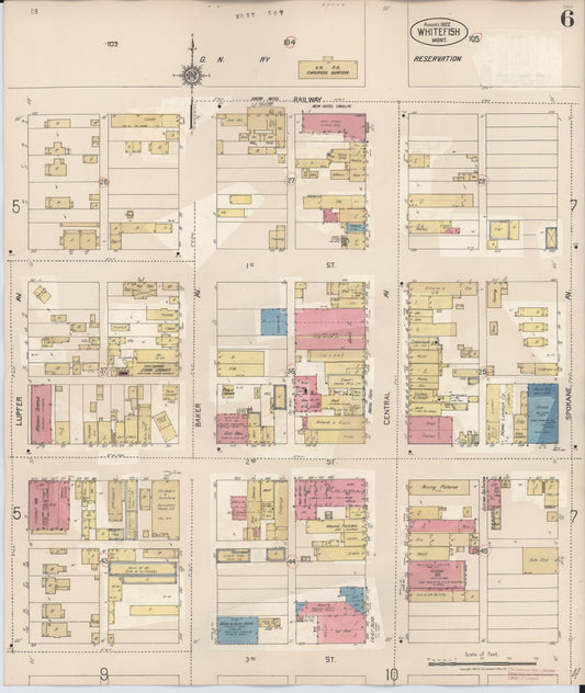 Sanborn Fire Insurance Map from Whitefish, Flathead County, Montana (1932), Sheet #0006 - Historic Sanborn Fire Insurance Map Print, vintage old map wall art, antique decor, genealogy gift, Montana Montana map