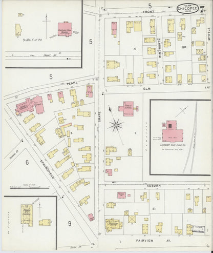 Sanborn Fire Insurance Map from Chicopee, Hampden County, Massachusetts (1896), Sheet #0007 - Historic Sanborn Fire Insurance Map Print, vintage old map wall art, antique decor, genealogy gift, Massachusetts Massachusetts map