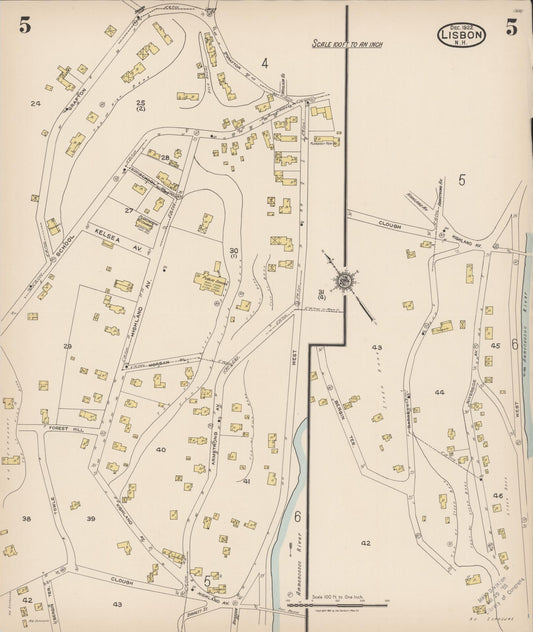 Sanborn Fire Insurance Map from Lisbon, Grafton County, New Hampshire (1922), Sheet #0005 - Historic Sanborn Fire Insurance Map Print, vintage old map wall art, antique decor, genealogy gift, New Hampshire New Hampshire map