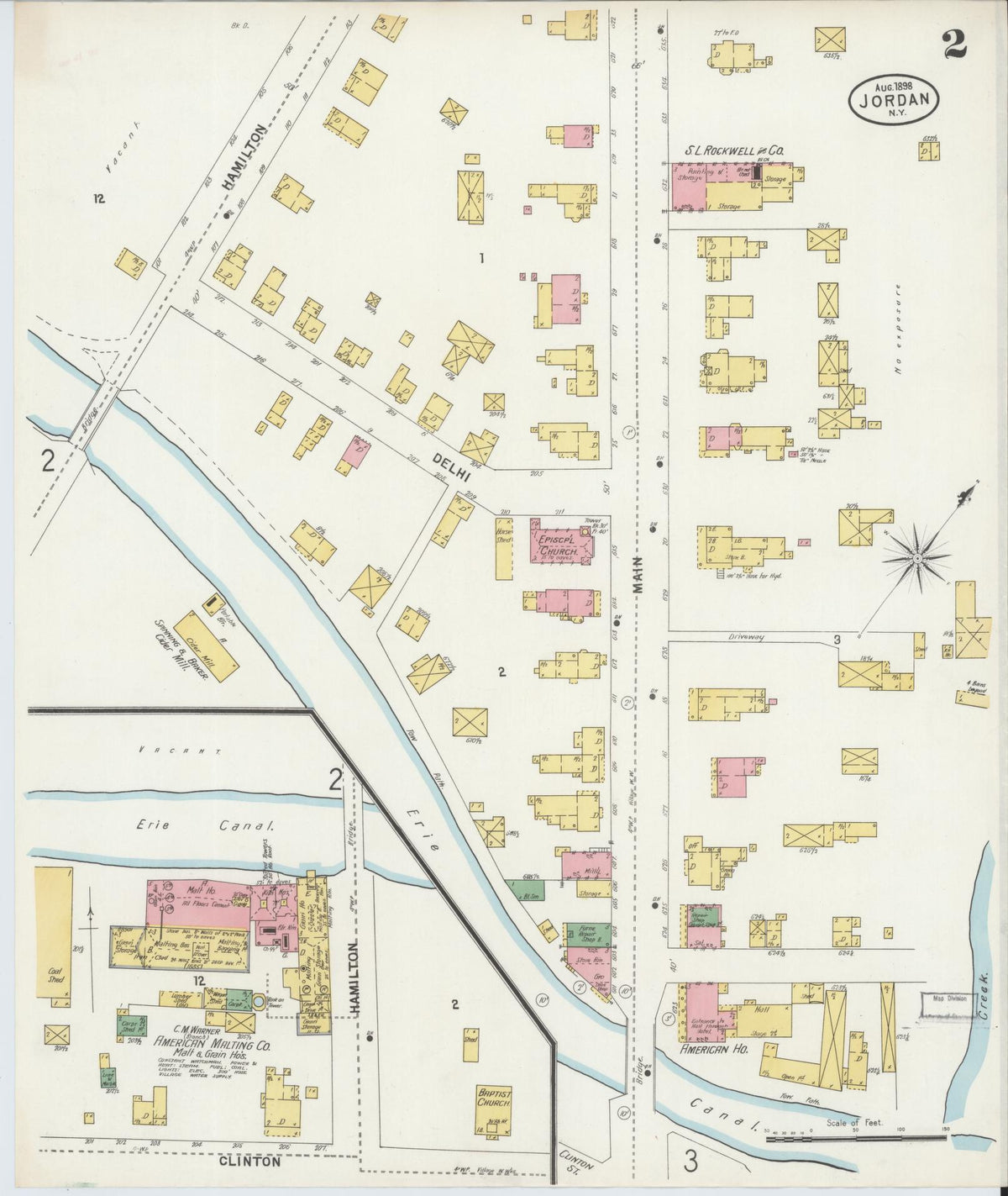 Sanborn Fire Insurance Map from Jordan, Onondaga County, New York (1898), Sheet #0002 - Complete Map Set gallery image, historic Sanborn map, vintage wall art, New York New York
