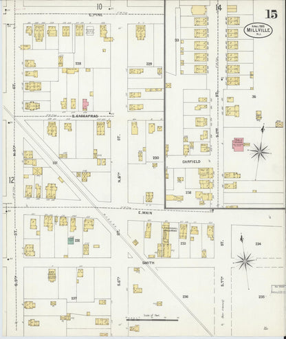 Sanborn Fire Insurance Map from Millville, Cumberland County, New Jersey (1903), Sheet #0015 - Historic Sanborn Fire Insurance Map Print, vintage old map wall art, antique decor, genealogy gift, New Jersey New Jersey map