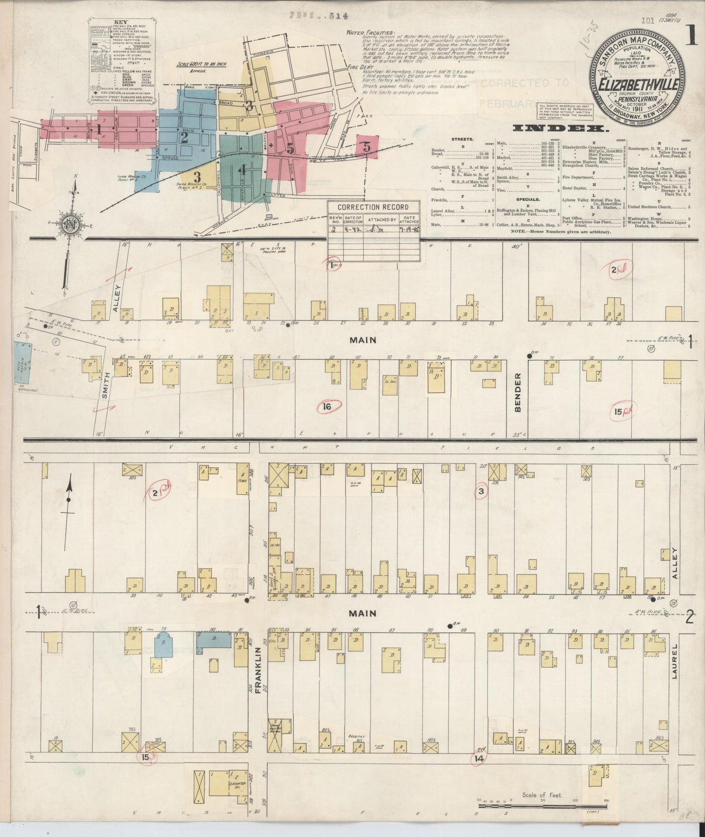 Sanborn Fire Insurance Map from Elizabethville, Dauphin County, Pennsylvania (1942), Sheet #0001 - Historic Sanborn Fire Insurance Map Print, vintage old map wall art, antique decor, genealogy gift, Pennsylvania Pennsylvania map