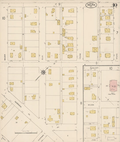 Sanborn Fire Insurance Map from Selma, Fresno County, California (1913), Sheet #0010 - Complete Map Set gallery image, historic Sanborn map, vintage wall art, California California