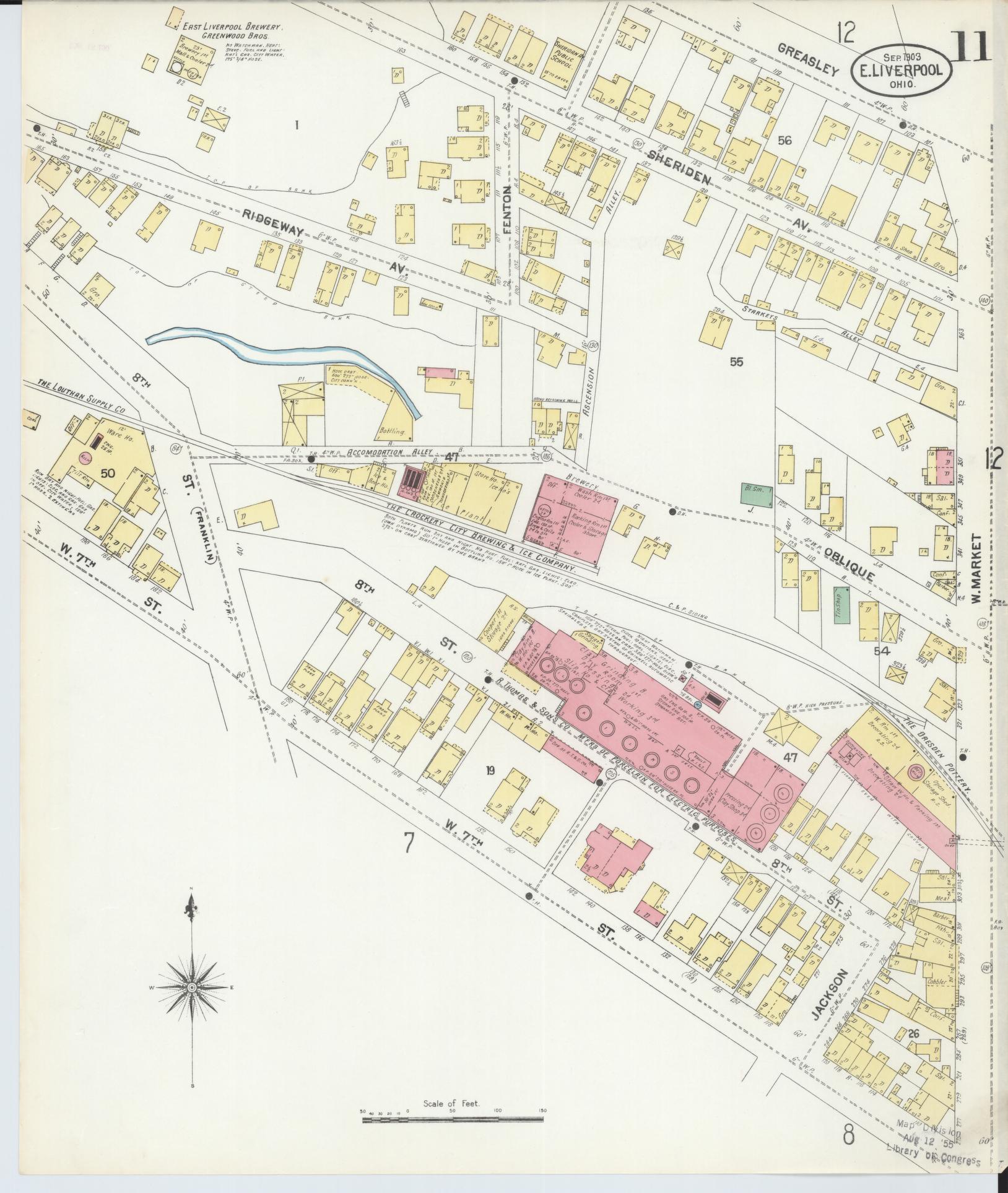 Sanborn Fire Insurance Map from East Liverpool, Columbiana County, Ohio (1903), Sheet #0011 - Historic Sanborn Fire Insurance Map Print, vintage old map wall art, antique decor, genealogy gift, Ohio Ohio map