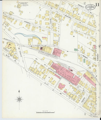 Sanborn Fire Insurance Map from East Liverpool, Columbiana County, Ohio (1903), Sheet #0011 - Historic Sanborn Fire Insurance Map Print, vintage old map wall art, antique decor, genealogy gift, Ohio Ohio map