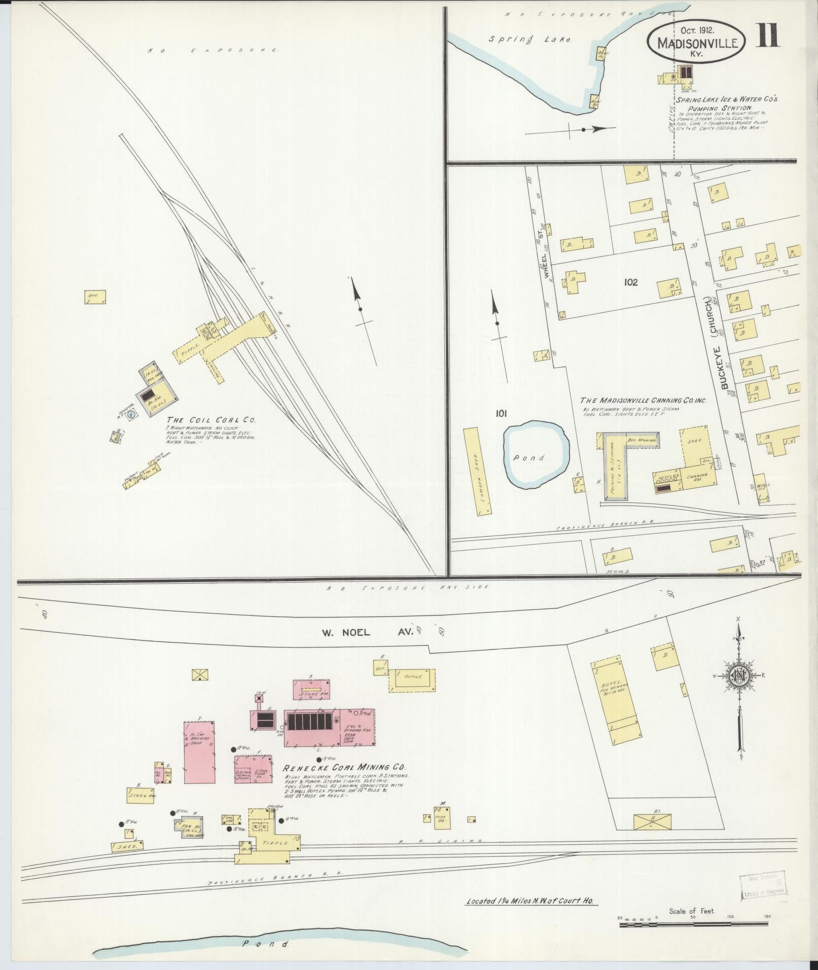 Sanborn Fire Insurance Map from Madisonville, Hopkins County, Kentucky (1912), Sheet #0011 - Complete Map Set gallery image, historic Sanborn map, vintage wall art, Kentucky Kentucky