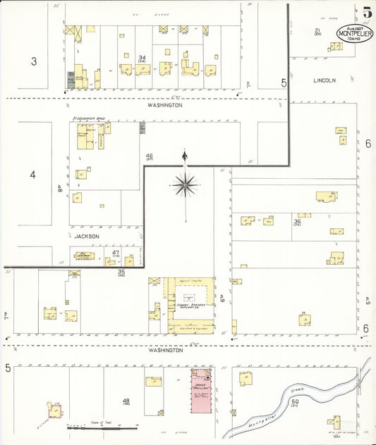 Sanborn Fire Insurance Map from Montpelier, Bear Lake County, Idaho (1907), Sheet #0005 - Historic Sanborn Fire Insurance Map Print, vintage old map wall art, antique decor, genealogy gift, Idaho Idaho map