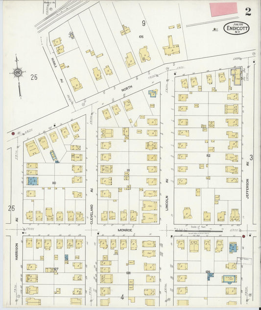 Sanborn Fire Insurance Map from Endicott, Broome County, New York (1918), Sheet #0002 - Historic Sanborn Fire Insurance Map Print, vintage old map wall art, antique decor, genealogy gift, New York New York map