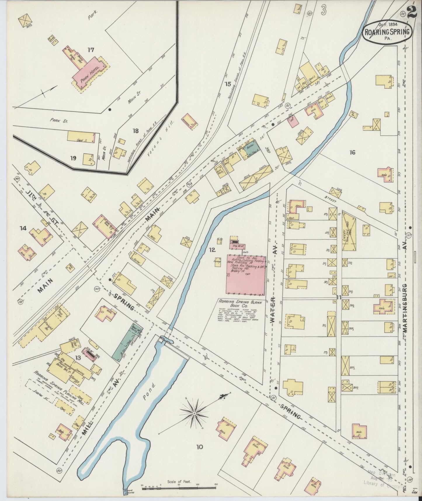 Sanborn Fire Insurance Map from Roaring Spring, Blair County, Pennsylvania (1894), Sheet #0002 - Complete Map Set gallery image, historic Sanborn map, vintage wall art, Pennsylvania Pennsylvania