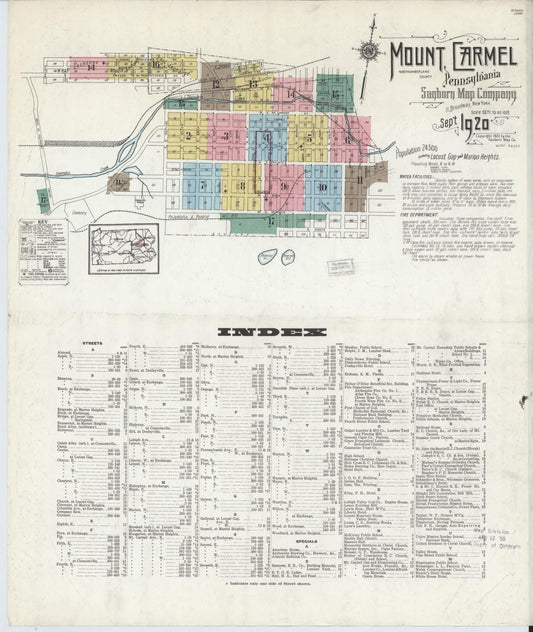 Sanborn Fire Insurance Map from Mount Carmel, Northumberland County, Pennsylvania (1920), Sheet #0001 - Complete Map Set gallery image, historic Sanborn map, vintage wall art, Pennsylvania Pennsylvania