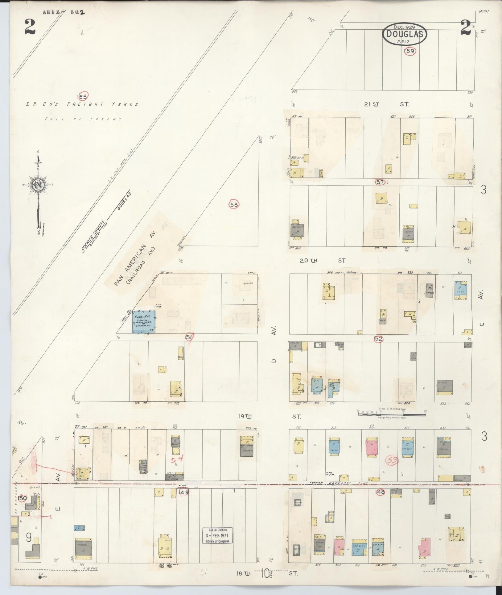 Sanborn Fire Insurance Map from Douglas, Cochise County, Arizona (1947), Sheet #0002 - Complete Map Set gallery image, historic Sanborn map, vintage wall art, Arizona Arizona