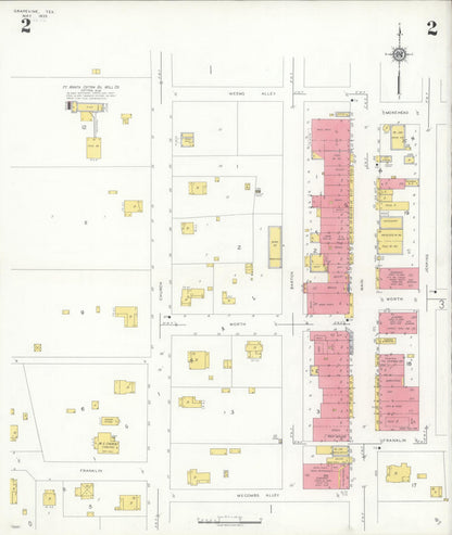 Sanborn Fire Insurance Map from Grapevine, Tarrant County, Texas (1935), Sheet #0002 - Complete Map Set gallery image, historic Sanborn map, vintage wall art, Texas Texas