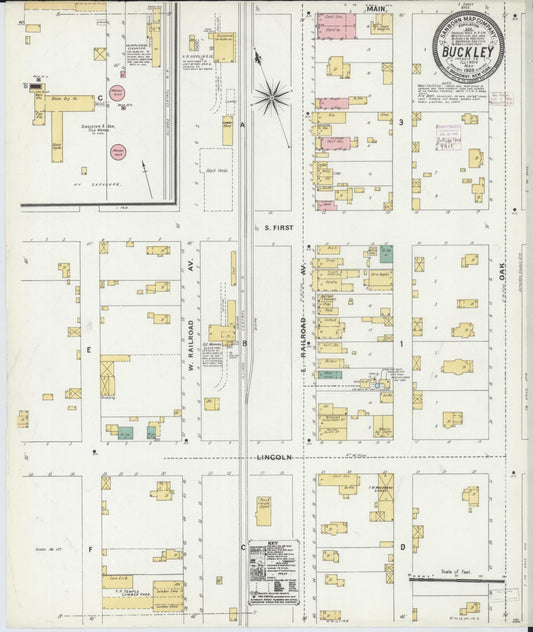 Sanborn Fire Insurance Map from Buckley, Iroquois County, Illinois (1906), Sheet #0001 - Historic Sanborn Fire Insurance Map Print, vintage old map wall art, antique decor, genealogy gift, Illinois Illinois map