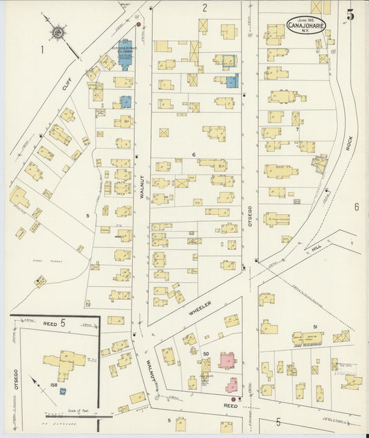 Sanborn Fire Insurance Map from Canajoharie, Montgomery County, New York (1915), Sheet #0005 - Historic Sanborn Fire Insurance Map Print, vintage old map wall art, antique decor, genealogy gift, New York New York map