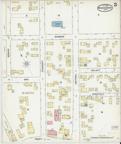 Sanborn Fire Insurance Map from Winchendon, Worcester County, Massachusetts (1892), Sheet #0003 - Historic Sanborn Fire Insurance Map Print, vintage old map wall art, antique decor, genealogy gift, Massachusetts Massachusetts map