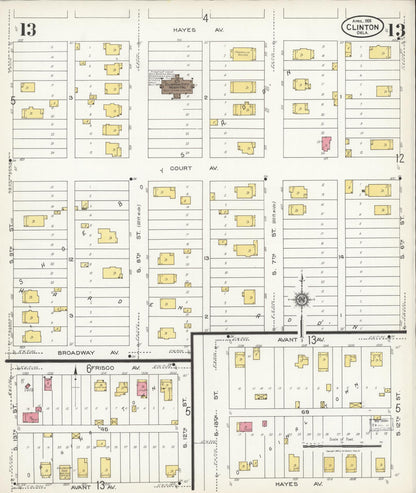 Sanborn Fire Insurance Map from Clinton, Custer County, Oklahoma (1926), Sheet #0013 - Complete Map Set gallery image, historic Sanborn map, vintage wall art, Oklahoma Oklahoma