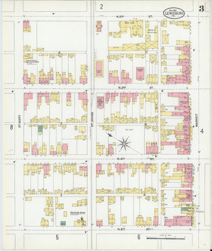 Sanborn Fire Insurance Map from Lewisburg, Union County, Pennsylvania (1901), Sheet #0003 - Historic Sanborn Fire Insurance Map Print, vintage old map wall art, antique decor, genealogy gift, Pennsylvania Pennsylvania map