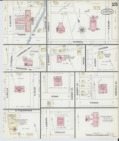 Sanborn Fire Insurance Map from Canton, Stark County, Ohio (1891), Sheet #0025 - Complete Map Set gallery image, historic Sanborn map, vintage wall art, Ohio Ohio