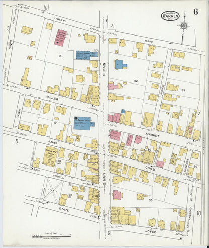 Sanborn Fire Insurance Map from Warren, Bristol County, Rhode Island (1920), Sheet #0006 - Complete Map Set gallery image, historic Sanborn map, vintage wall art, Rhode Island Rhode Island