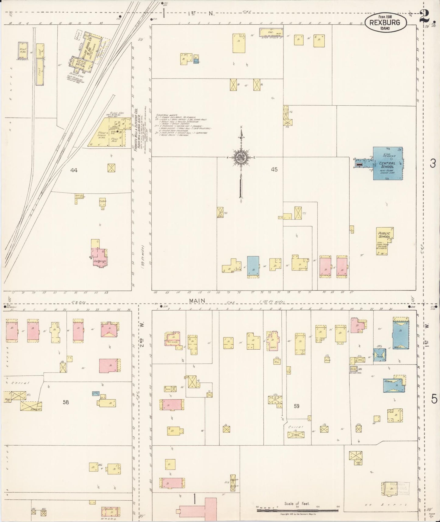 Sanborn Fire Insurance Map from Rexburg, Madison County, Idaho (1918), Sheet #0002 - Complete Map Set gallery image, historic Sanborn map, vintage wall art, Idaho Idaho