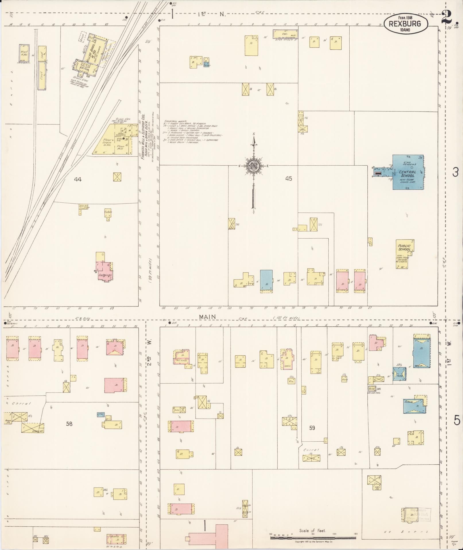 Sanborn Fire Insurance Map from Rexburg, Madison County, Idaho (1918), Sheet #0002 - Complete Map Set gallery image, historic Sanborn map, vintage wall art, Idaho Idaho
