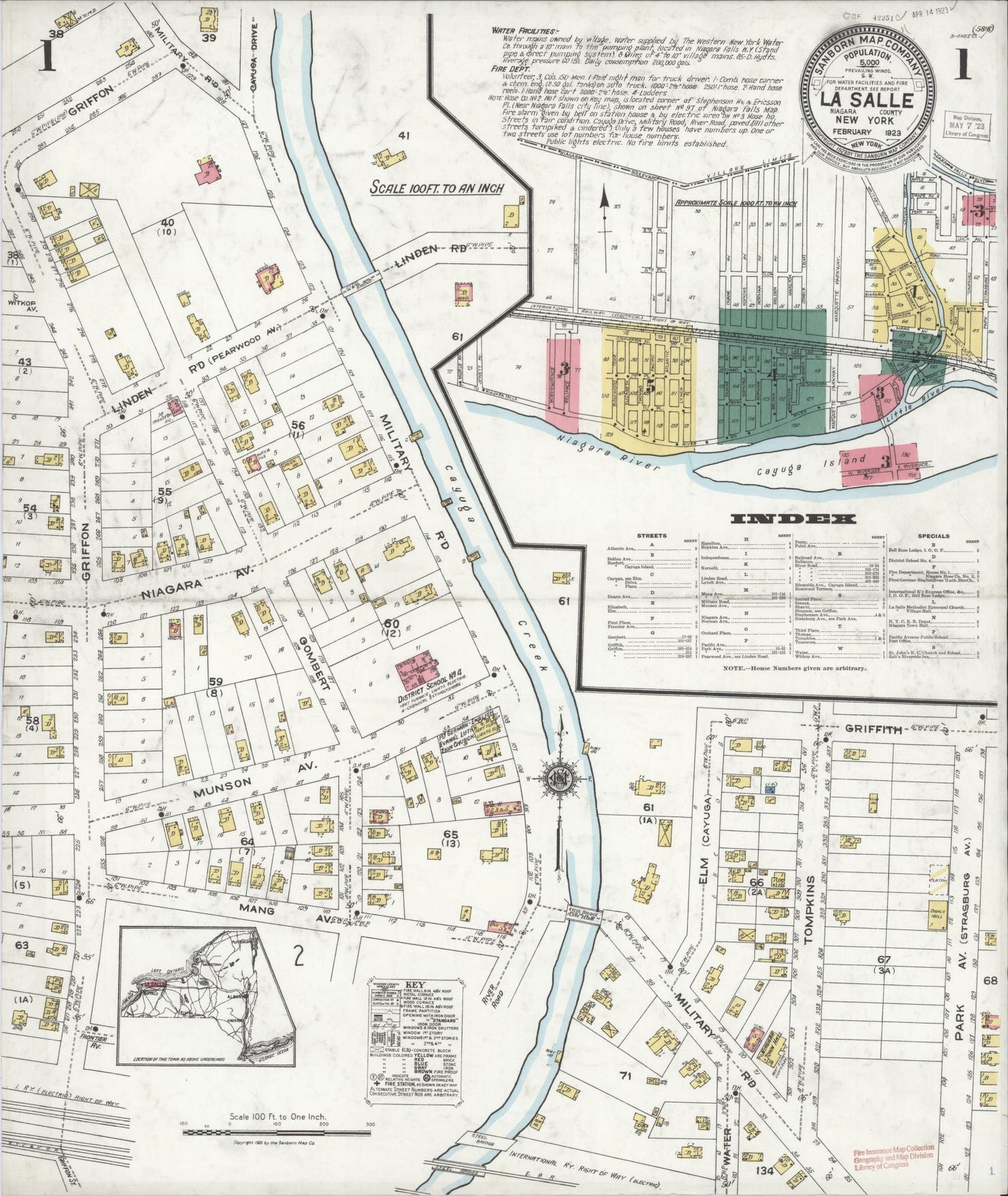 Sanborn Fire Insurance Map from La Salle, Niagara County, New York. (1923) – Historic Sanborn Fire Insurance Map Print
