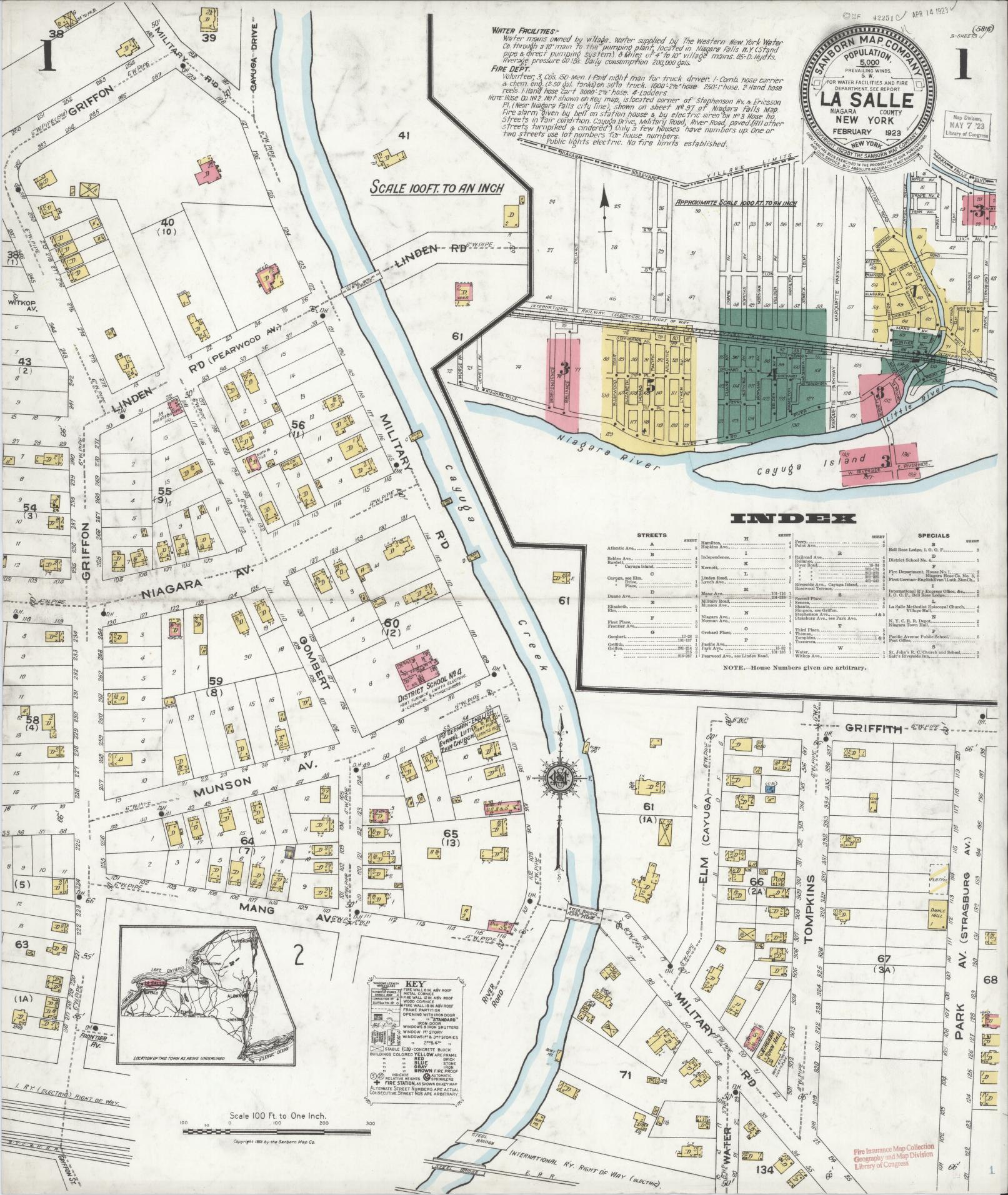 Sanborn Fire Insurance Map from La Salle, Niagara County, New York. (1923) – Historic Sanborn Fire Insurance Map Print