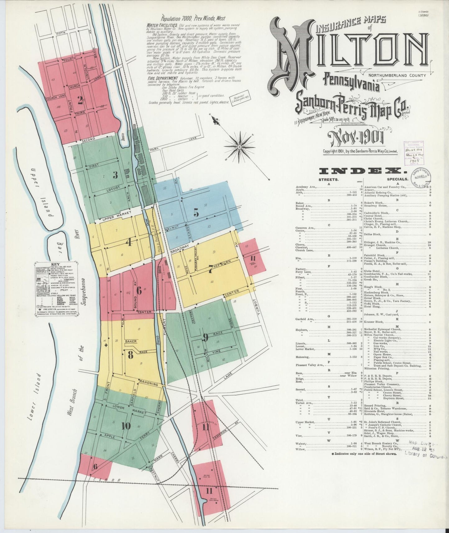 Sanborn Fire Insurance Map from Milton, Northumberland County, Pennsylvania (1901), Sheet #0001 - Complete Map Set gallery image, historic Sanborn map, vintage wall art, Pennsylvania Pennsylvania