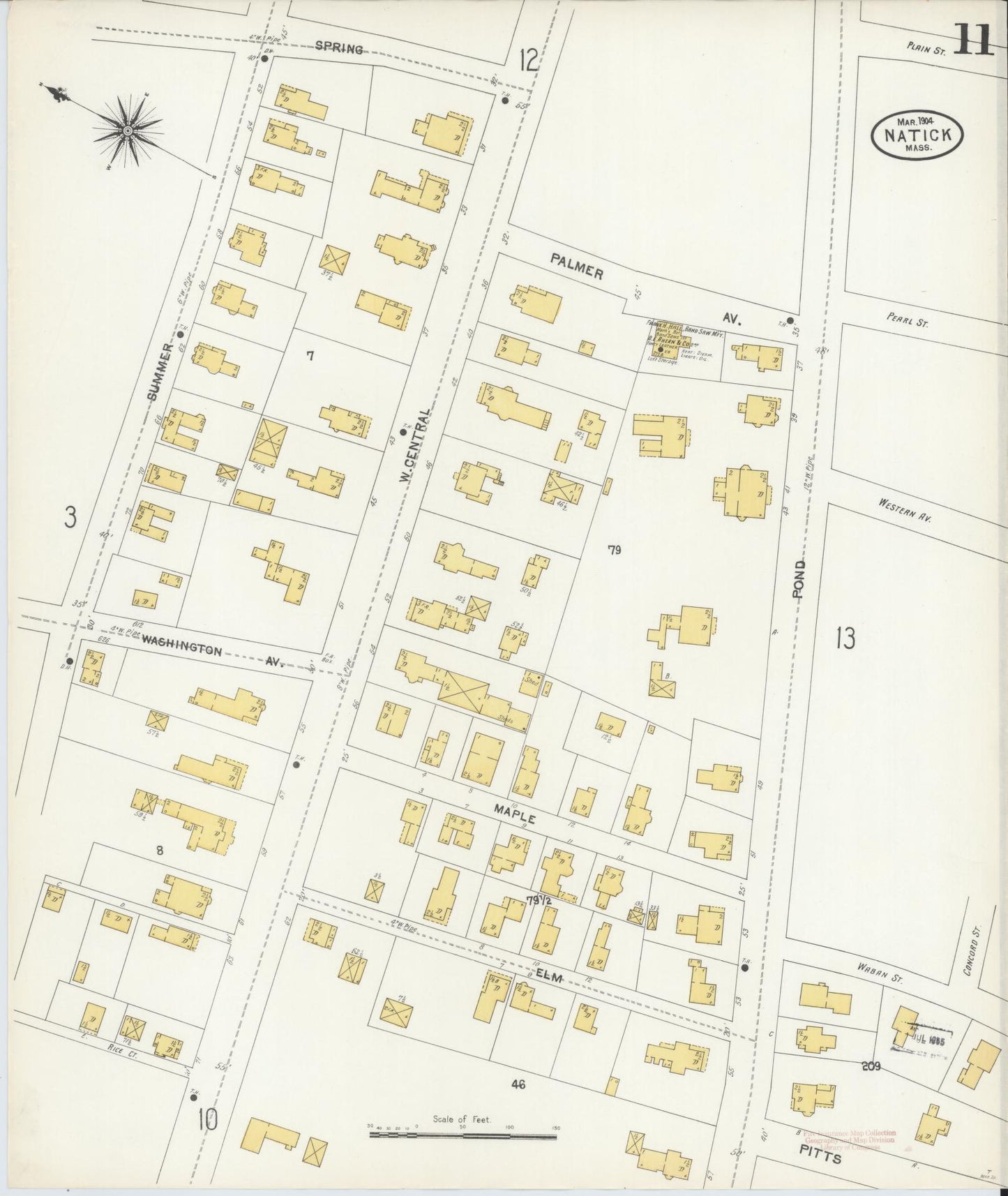 Sanborn Fire Insurance Map from Natick, Middlesex County, Massachusetts (1904), Sheet #0011 - Complete Map Set gallery image, historic Sanborn map, vintage wall art, Massachusetts Massachusetts