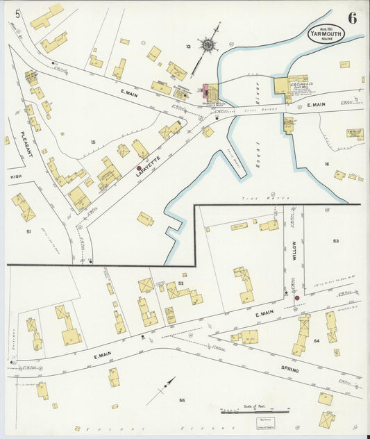 Sanborn Fire Insurance Map from Yarmouth, Cumberland County, Maine (1911), Sheet #0006 - Historic Sanborn Fire Insurance Map Print, vintage old map wall art, antique decor, genealogy gift, Maine Maine map