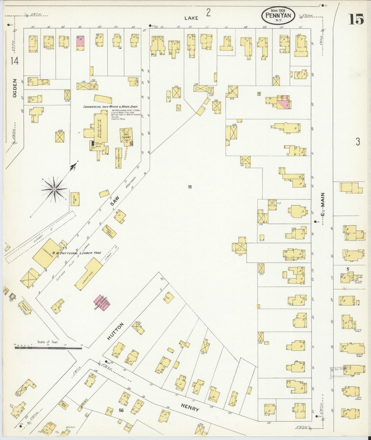 Sanborn Fire Insurance Map from Penn Yan, Yates County, New York (1909), Sheet #0015 - Complete Map Set gallery image, historic Sanborn map, vintage wall art, New York New York