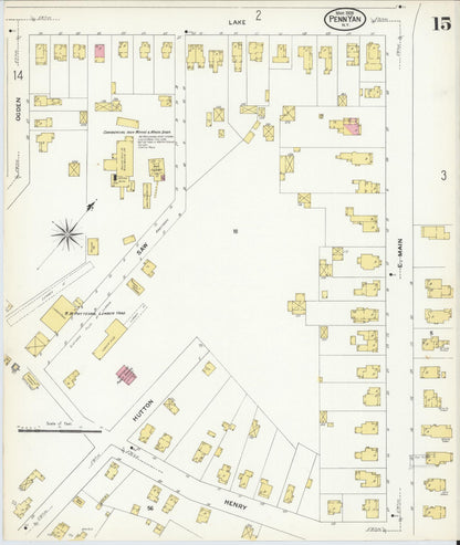 Sanborn Fire Insurance Map from Penn Yan, Yates County, New York (1909), Sheet #0015 - Complete Map Set gallery image, historic Sanborn map, vintage wall art, New York New York