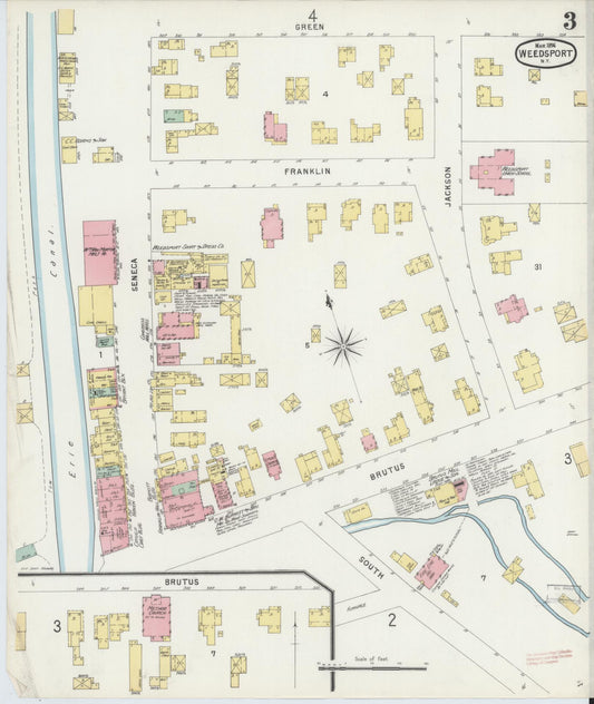 Sanborn Fire Insurance Map from Weedsport, Cayuga County, New York (1896), Sheet #0003 - Historic Sanborn Fire Insurance Map Print, vintage old map wall art, antique decor, genealogy gift, New York New York map
