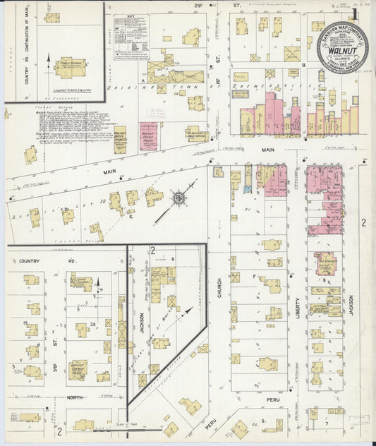 Sanborn Fire Insurance Map from Walnut, Bureau County, Illinois (1912), Sheet #0001 - Complete Map Set gallery image, historic Sanborn map, vintage wall art, Illinois Illinois