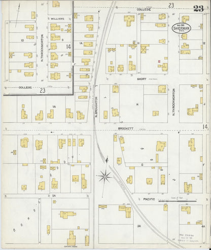 Sanborn Fire Insurance Map from Sherman, Grayson County, Texas (1902), Sheet #0023 - Complete Map Set gallery image, historic Sanborn map, vintage wall art, Texas Texas