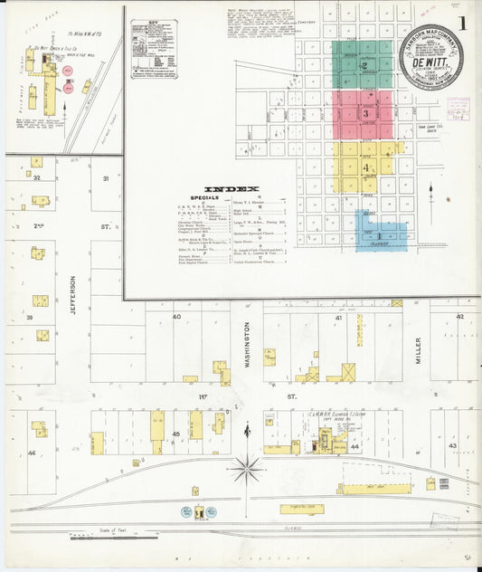 Sanborn Fire Insurance Map from De Witt, Clinton County, Iowa (1905), Sheet #0001 - Historic Sanborn Fire Insurance Map Print, vintage old map wall art