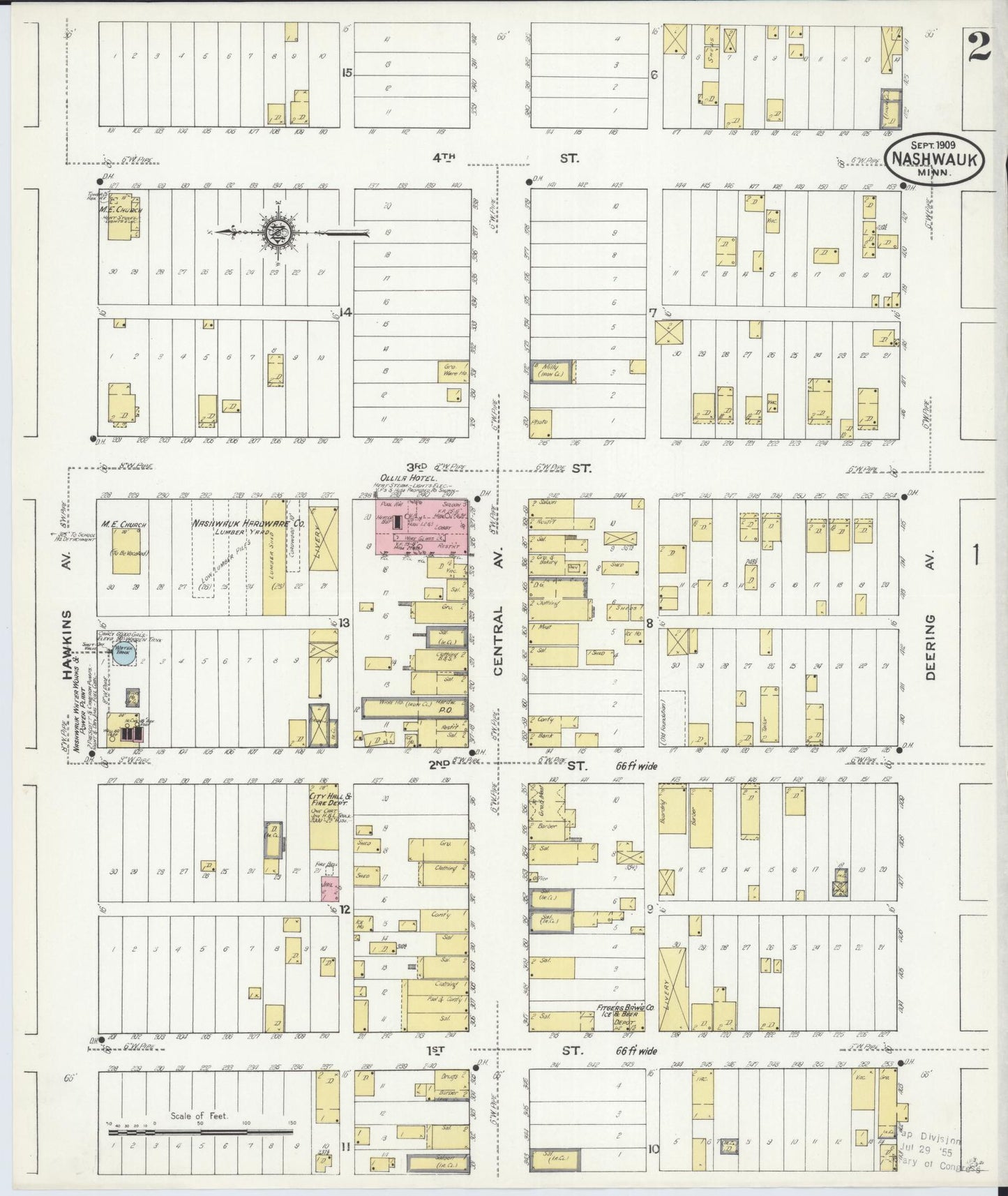 Sanborn Fire Insurance Map from Nashwauk, Itasca County, Minnesota (1909), Sheet #0002 - Historic Sanborn Fire Insurance Map Print, vintage old map wall art, antique decor, genealogy gift, Minnesota Minnesota map