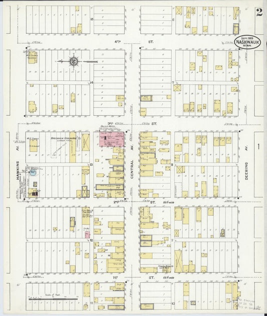 Sanborn Fire Insurance Map from Nashwauk, Itasca County, Minnesota (1909), Sheet #0002 - Historic Sanborn Fire Insurance Map Print, vintage old map wall art, antique decor, genealogy gift, Minnesota Minnesota map