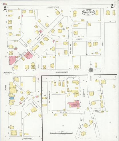 Sanborn Fire Insurance Map from Perryopolis, Fayette County, Pennsylvania (1927), Sheet #0002 - Historic Sanborn Fire Insurance Map Print, vintage old map wall art, antique decor, genealogy gift, Pennsylvania Pennsylvania map