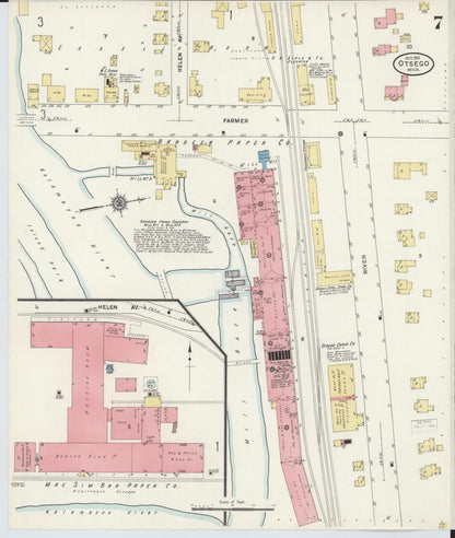 Sanborn Fire Insurance Map from Otsego, Allegan County, Michigan (1911), Sheet #0007 - Historic Sanborn Fire Insurance Map Print, vintage old map wall art, antique decor, genealogy gift, Michigan Michigan map