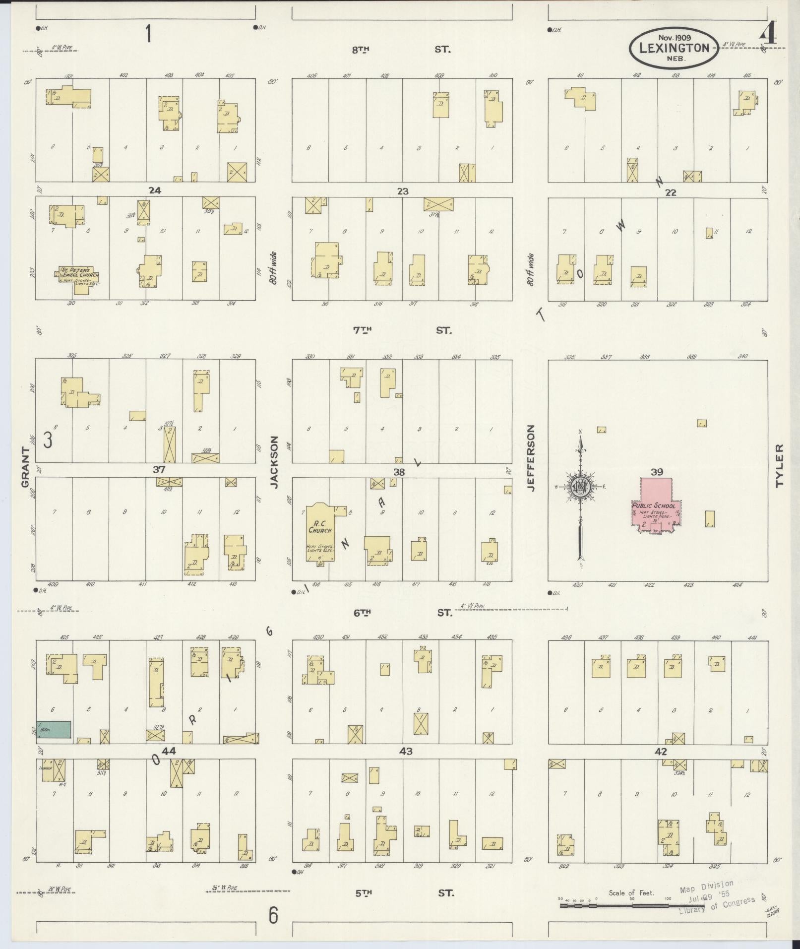 Sanborn Fire Insurance Map from Lexington, Dawson County, Nebraska (1909), Sheet #0004 - Complete Map Set gallery image, historic Sanborn map, vintage wall art, Nebraska Nebraska
