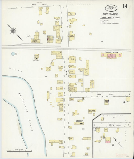 Sanborn Fire Insurance Map from Liberty, Sullivan County, New York (1911), Sheet #0014 - Historic Sanborn Fire Insurance Map Print, vintage old map wall art, antique decor, genealogy gift, New York New York map
