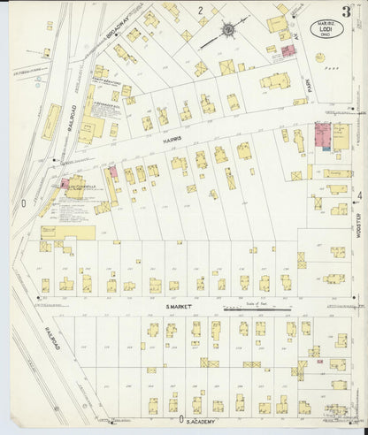 Sanborn Fire Insurance Map from Lodi, Medina County, Ohio (1912), Sheet #0003 - Historic Sanborn Fire Insurance Map Print, vintage old map wall art, antique decor, genealogy gift, Ohio Ohio map