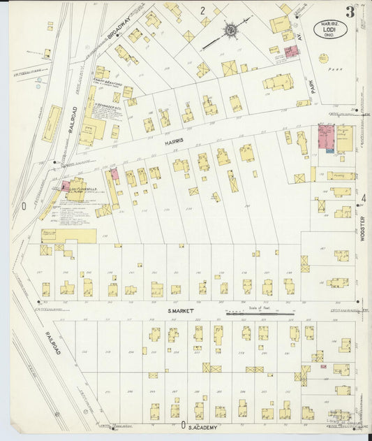 Sanborn Fire Insurance Map from Lodi, Medina County, Ohio (1912), Sheet #0003 - Historic Sanborn Fire Insurance Map Print, vintage old map wall art, antique decor, genealogy gift, Ohio Ohio map