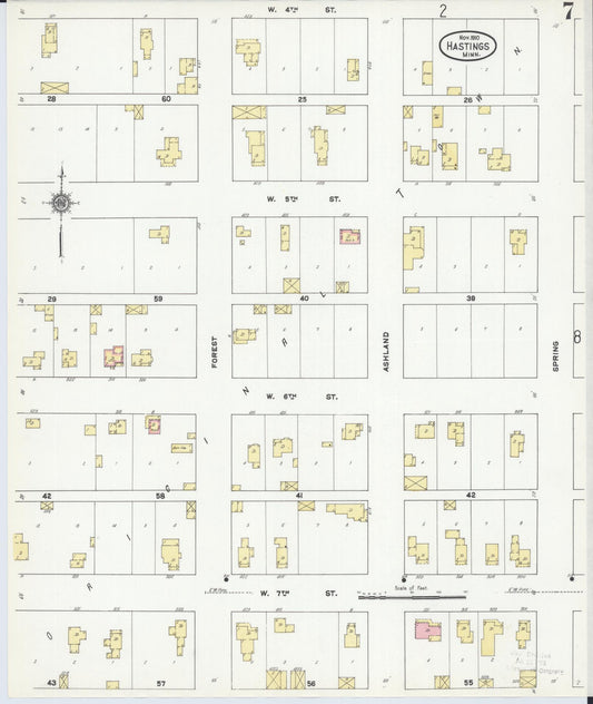 Sanborn Fire Insurance Map from Hastings, Dakota County, Minnesota (1910), Sheet #0007 - Historic Sanborn Fire Insurance Map Print, vintage old map wall art, antique decor, genealogy gift, Minnesota Minnesota map