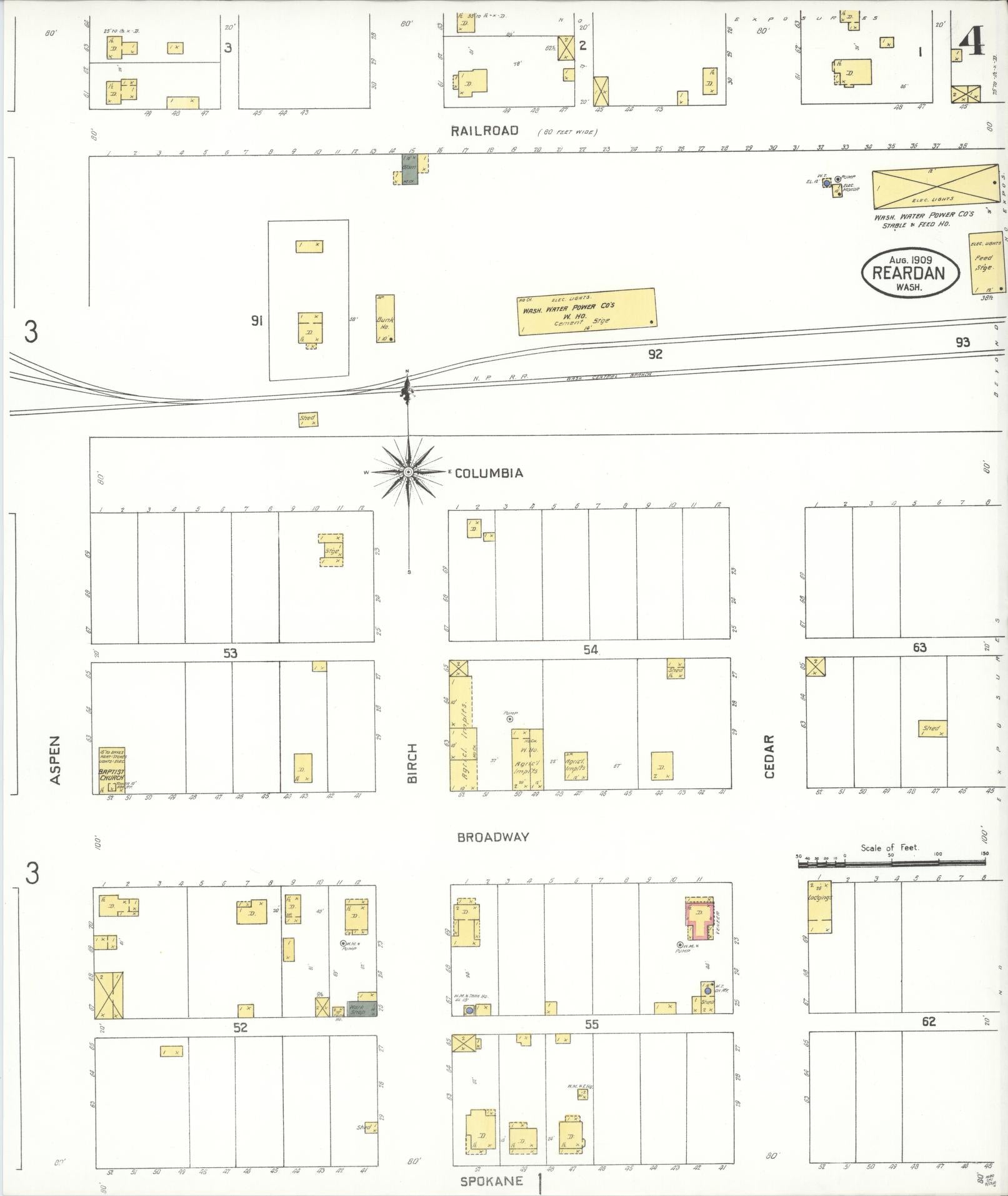Sanborn Fire Insurance Map from Reardan, Lincoln County, Washington (1909), Sheet #0004 - Historic Sanborn Fire Insurance Map Print, vintage old map wall art, antique decor, genealogy gift, Washington Washington map