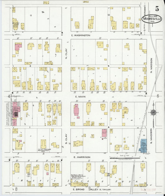 Sanborn Fire Insurance Map from Mooresville, Morgan County, Indiana (1920), Sheet #0005 - Historic Sanborn Fire Insurance Map Print, vintage old map wall art, antique decor, genealogy gift, Indiana Indiana map