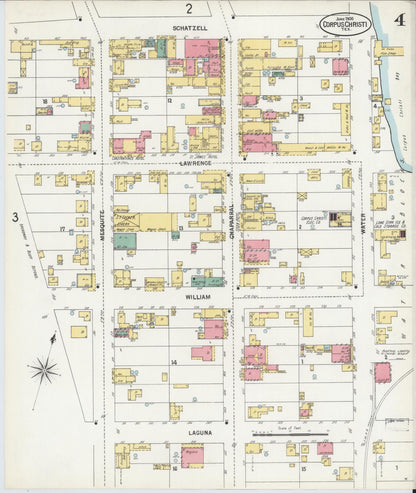Sanborn Fire Insurance Map from Corpus Christi, Nueces County, Texas (1900), Sheet #0004 - Historic Sanborn Fire Insurance Map Print, vintage old map wall art, antique decor, genealogy gift, Texas Texas map