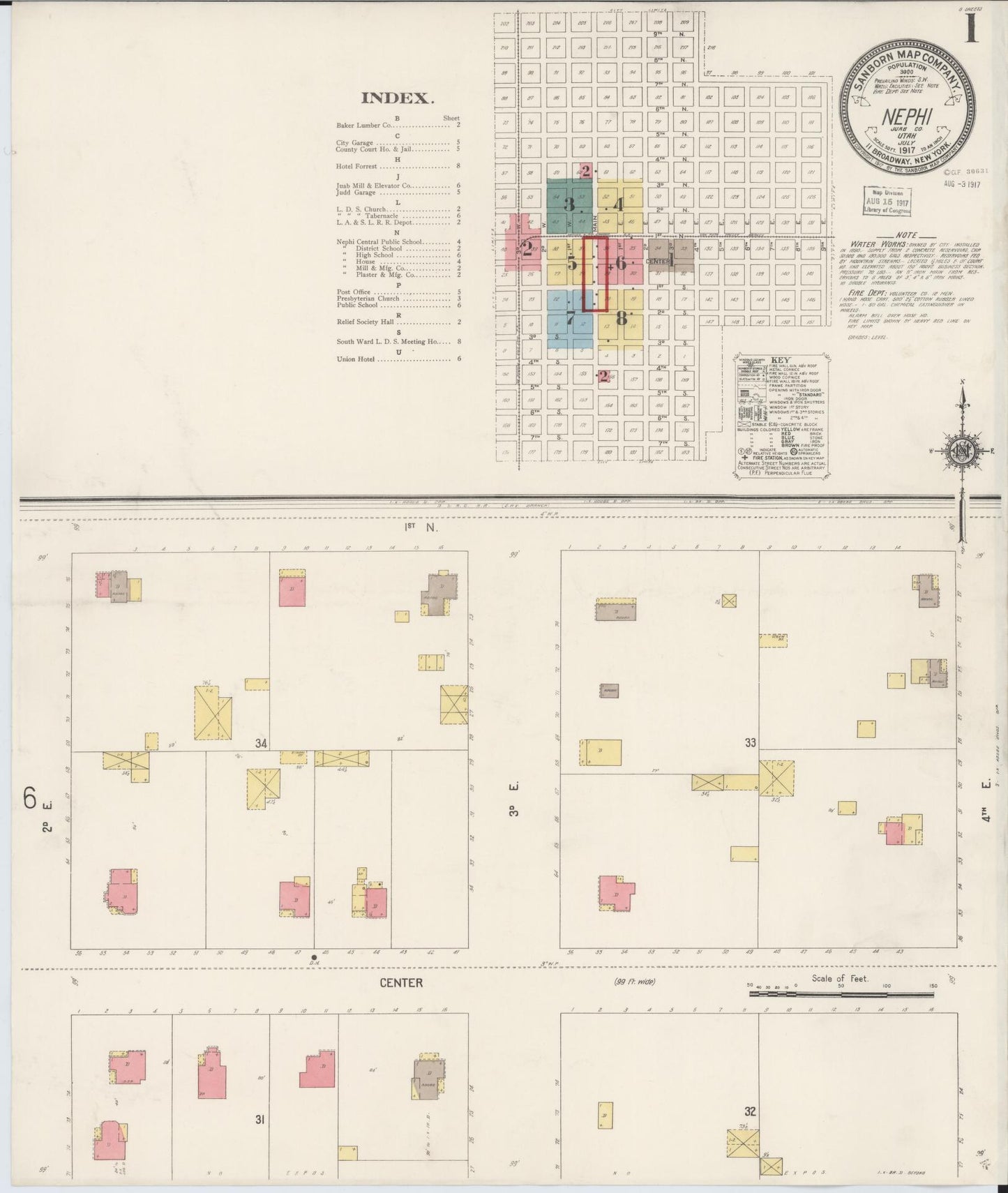 Sanborn Fire Insurance Map from Nephi, Juab County, Utah. (1917) – Historic Sanborn Fire Insurance Map Print
